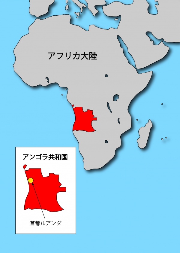 アンゴラ共和国の位置を示した画像