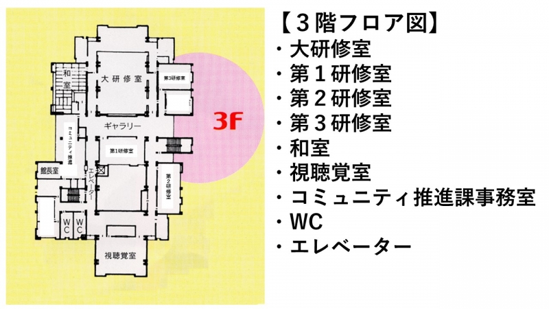 3階フロアの案内画像　詳細は本文に記述しています。